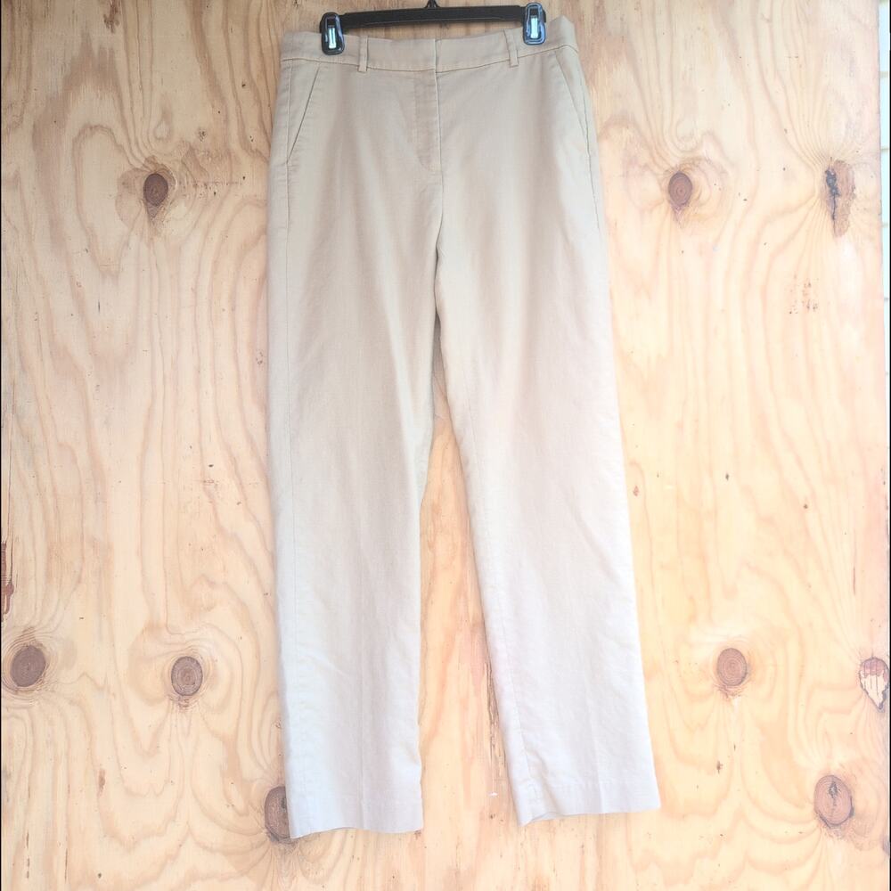 J. Crew The Kallie Linen Cotton Straight Leg Khaki Trouser Women's 8
